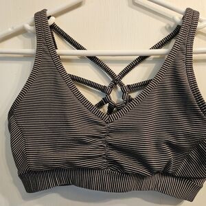 Prana Black and White Striped Bra